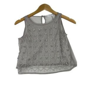 Zara Girls Sleeveless Sequin Decorated Top size‎ 13-14 Silver